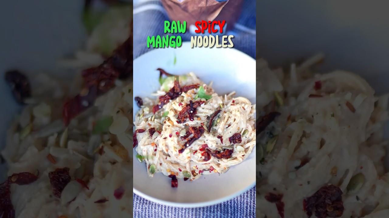 Лапша с сырым красным перцем и манго (лапша Джикама) #веган #рецепты #сыровеганский
