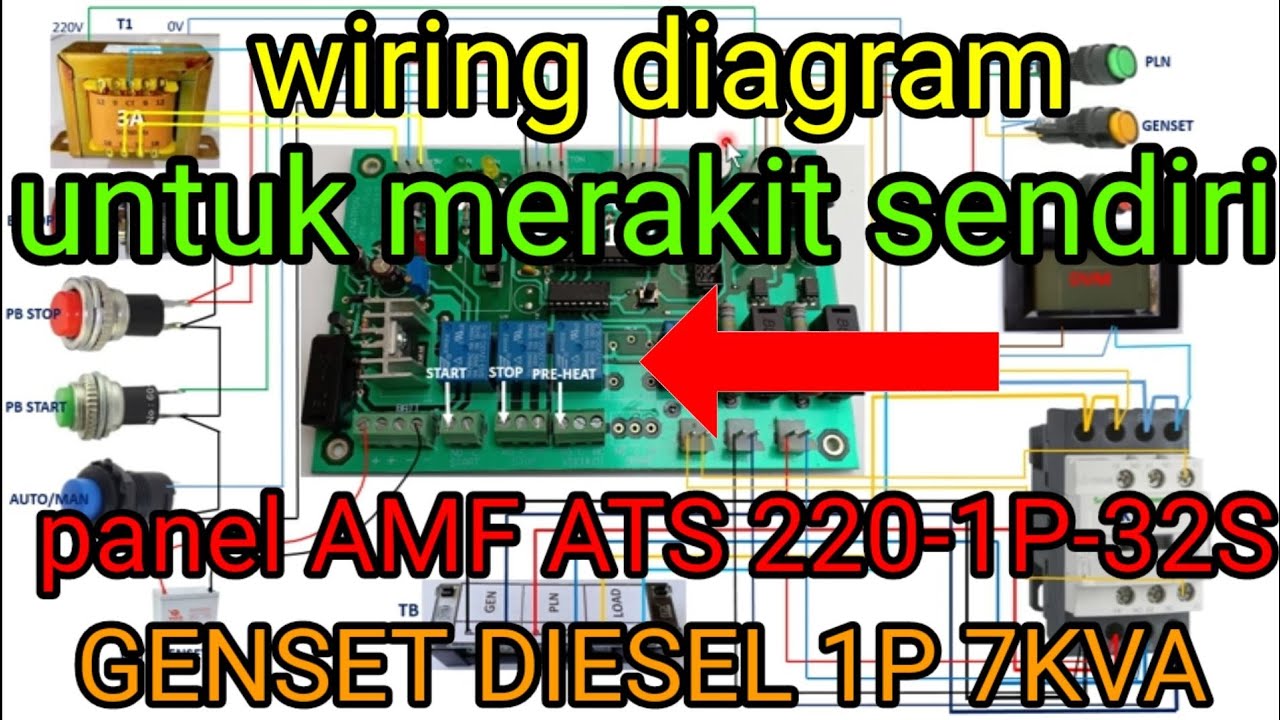 wiring diagram untuk merakit sendiri panel AMF ATS GENSET DIESEL 1P 7KVA