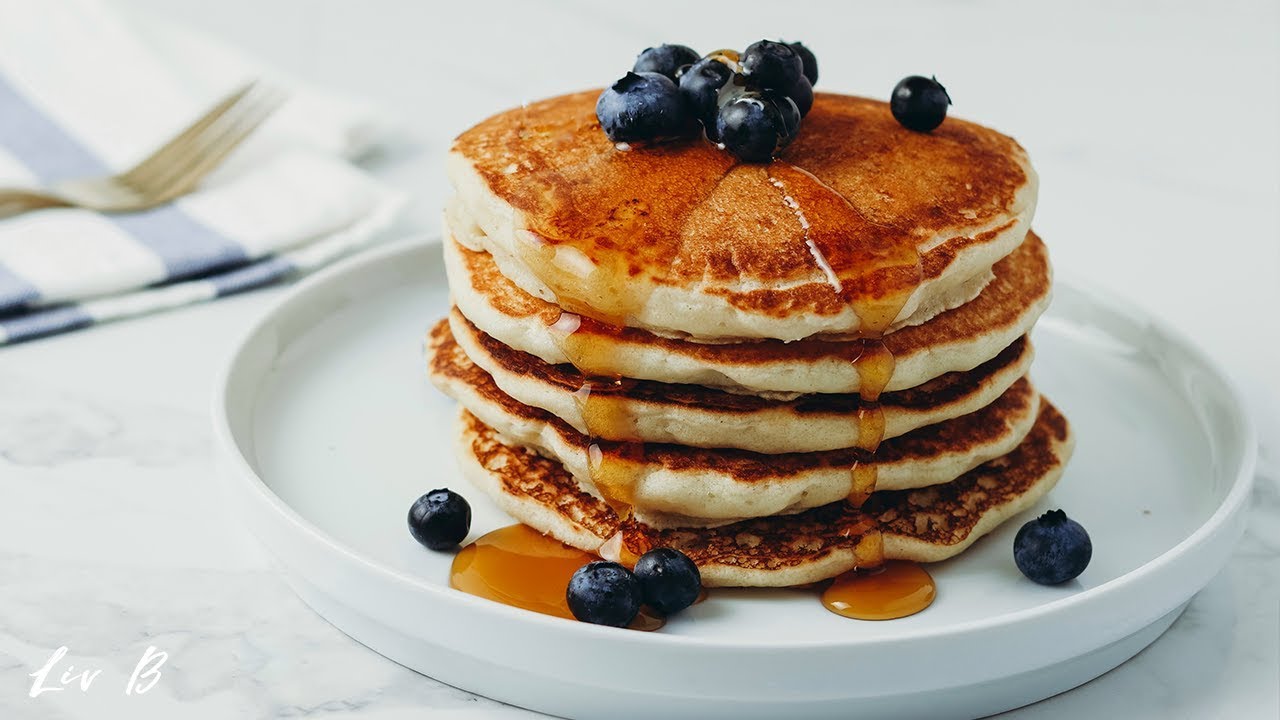 The FLUFFIEST Vegan Buttermilk Pancakes | Liv B