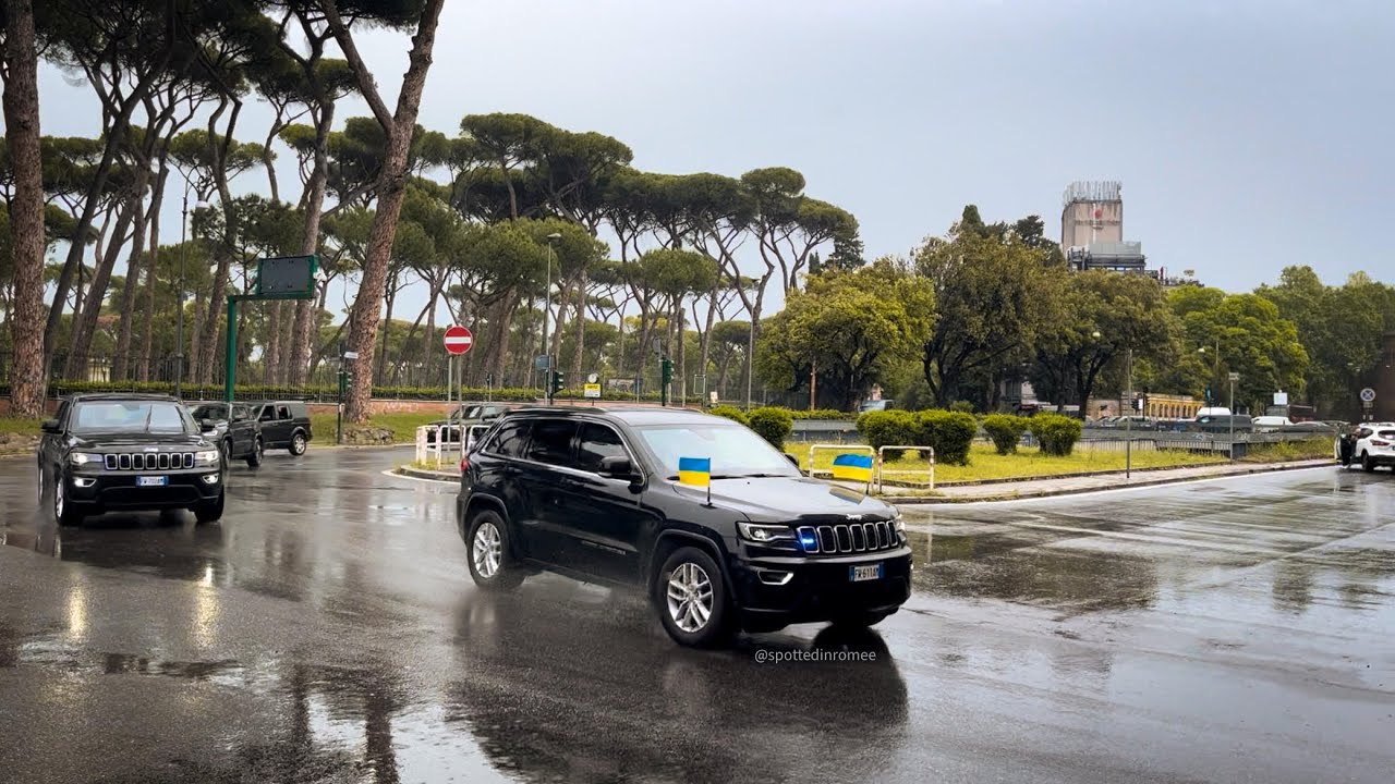 Ukrainian President Zelensky in Rome with HUGE MOTORCADE - NOCS