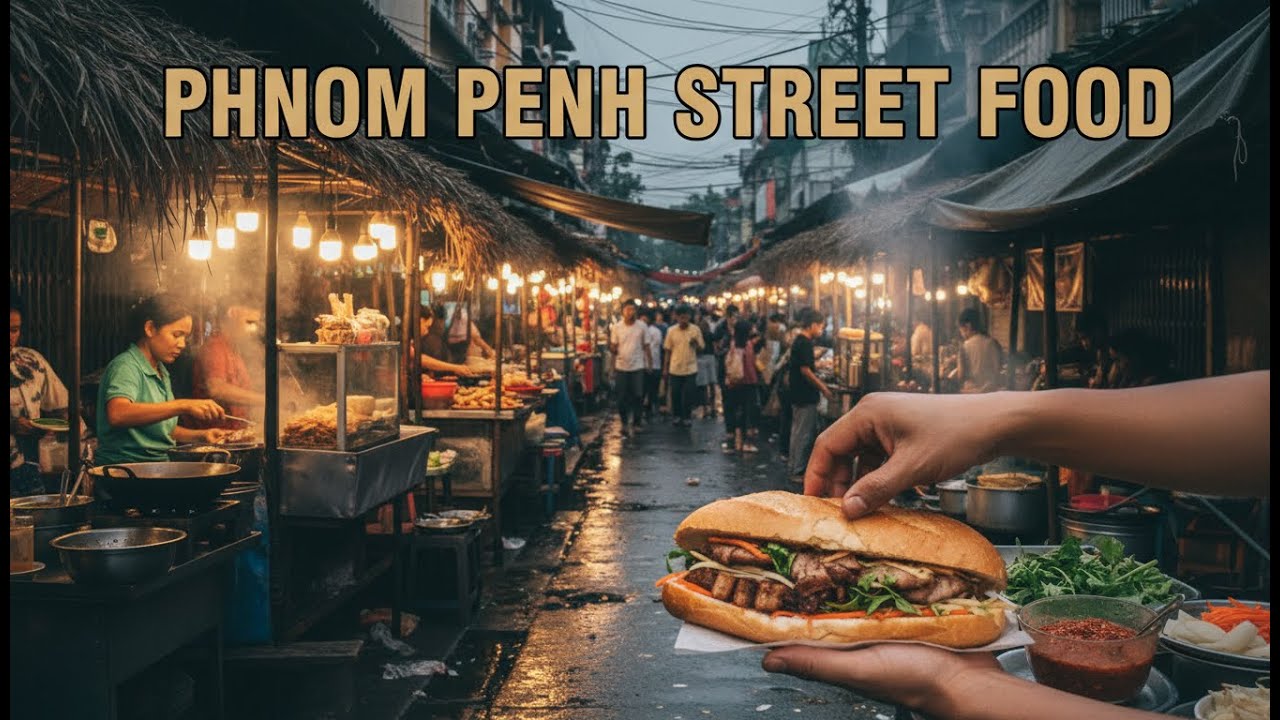 Luxury of Phnom Penh After Dark, Chaktomuk Walk Street Night Market Street Food Tour #934