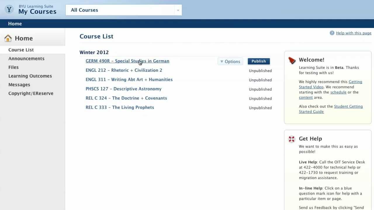 BYU Learning Suite Walkthrough for Faculty