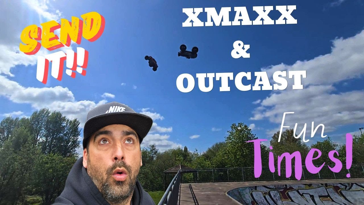 Xmaxx & Outcast At A Skatepark - Send it! - RC Bashing
