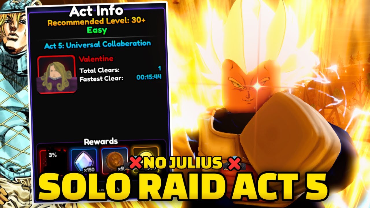 SOLO JOJO RAID ACT 5 without JULIUS | Anime Vanguards