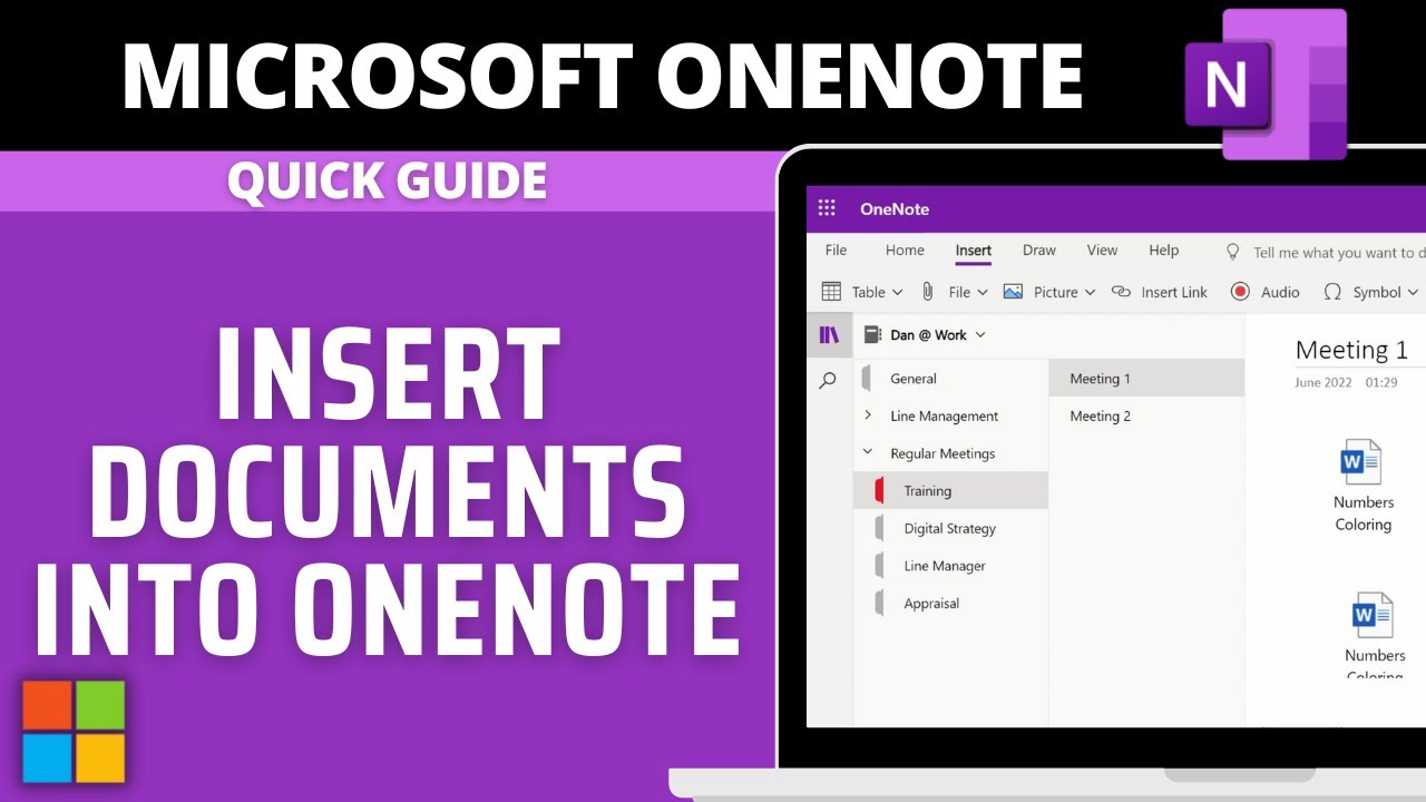 Inserting other documents into your OneNote