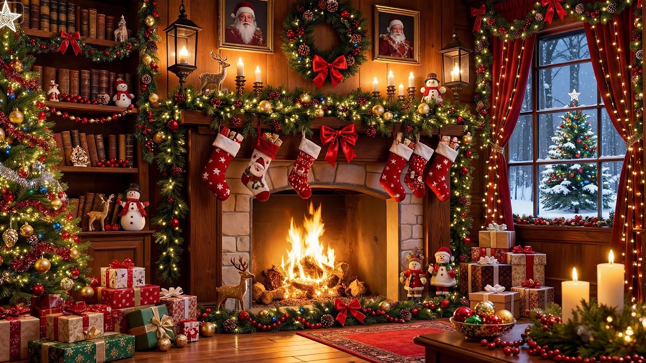 Warm Christmas Fireplace 2025 🎄 Relaxing Christmas Music & Fireplace 🔥 Christmas Ambience