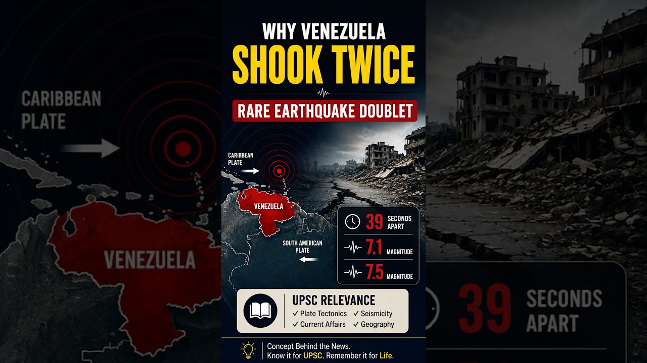 Venezuela's Twin Earthquakes in 39 Seconds | The Rare Geography Phenomenon UPSC Can Ask | Mukesh Jha
