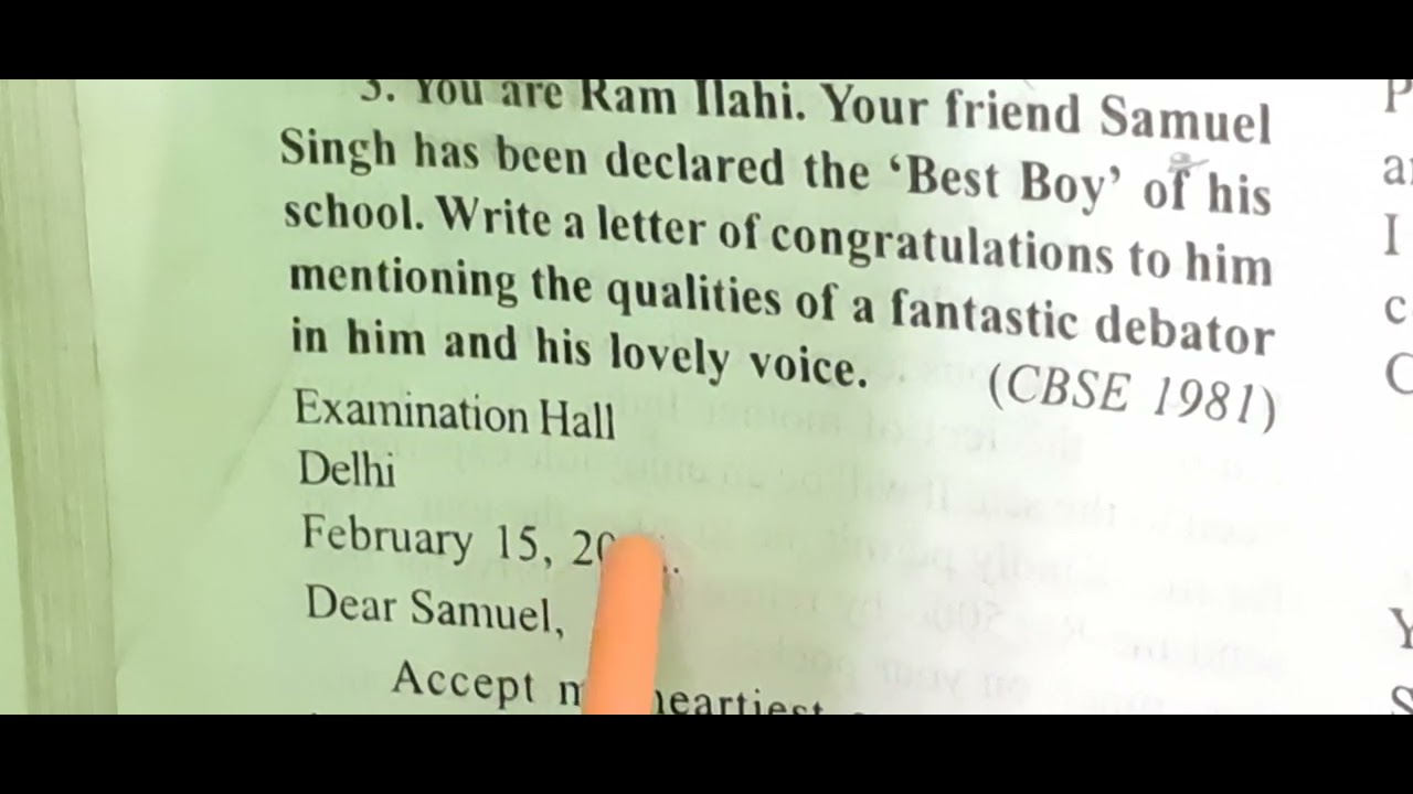 class 12,11,10,9,8 informal letter congratulations to your friend for best boy declared in school..