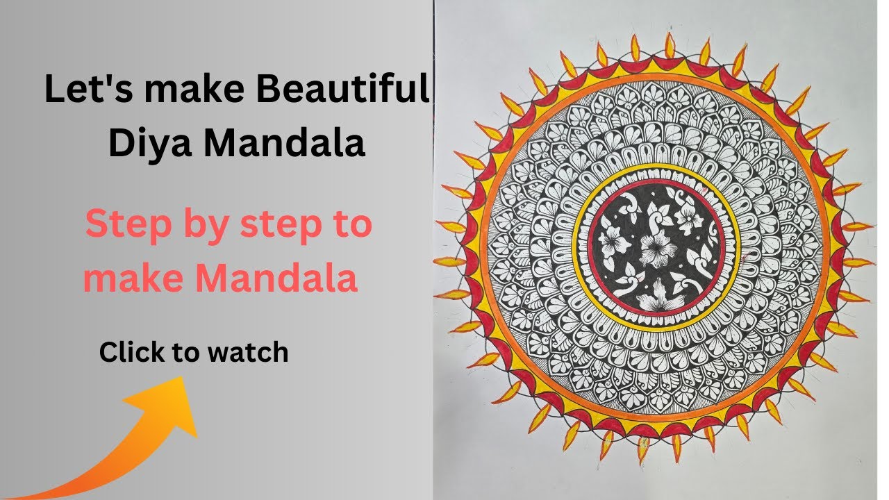 Lets draw beautiful Diya Mandala[how to draw Diya mandala step by step for beginners]
