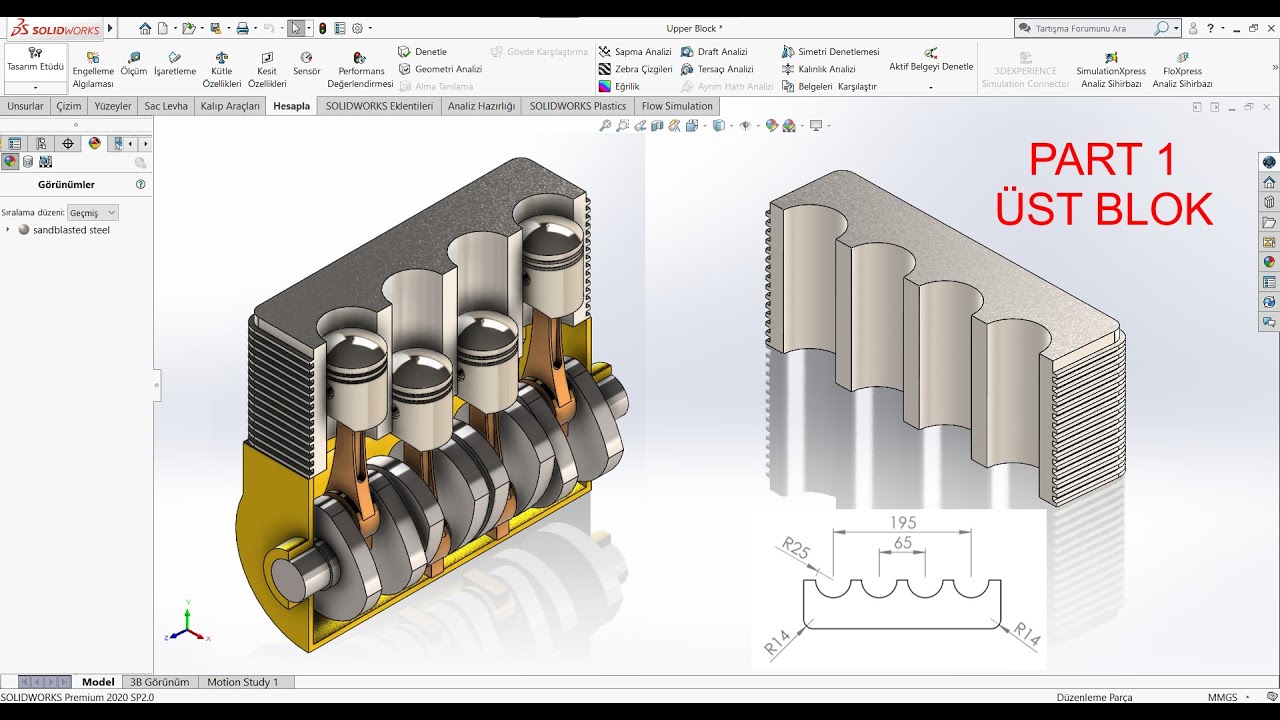 Solidworks 4 Pistonlu Motor Montaj PART 1