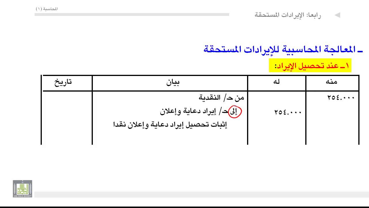مبادئ المحاسبة - الإيرادات المستحقة 4-5