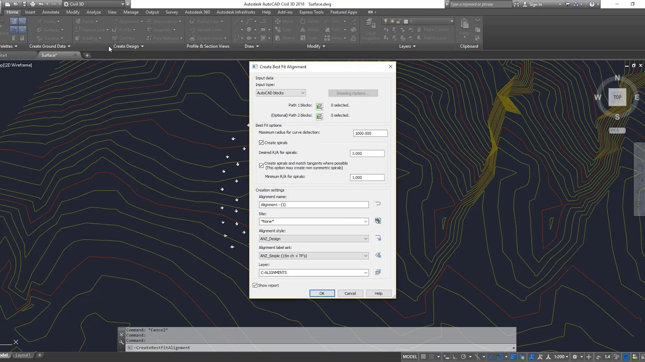 Civil3D Alignment Creation using Best Fit Method in Tamil