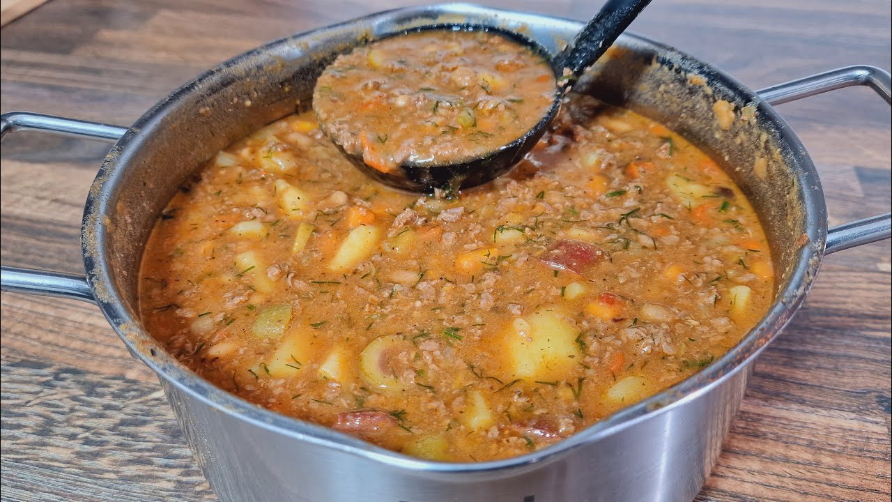 Невероятно вкусный рецепт швейцарского супа с фаршем! Мясной суп-гуляш!