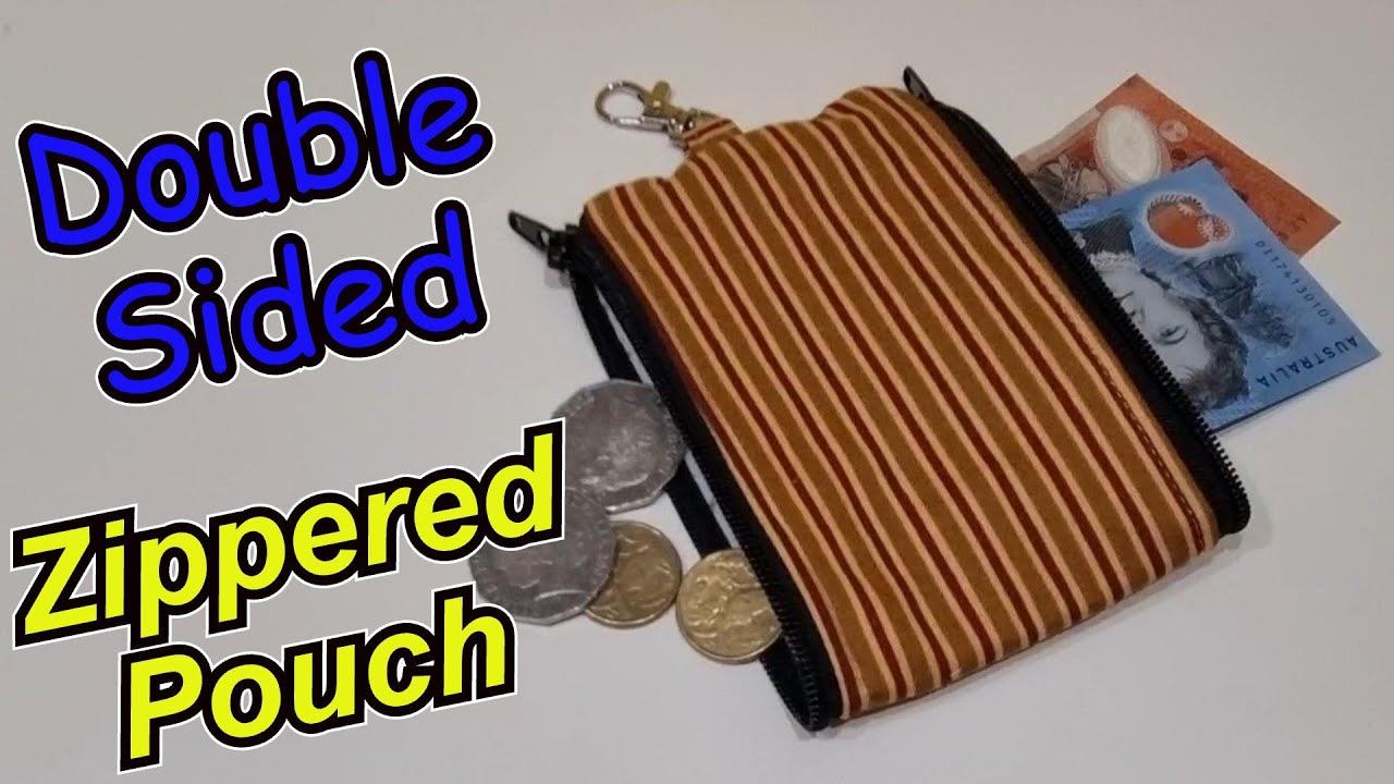 How to sew a double sided zipper pouch. Scrap fabric project. One pouch two pockets and time trial.