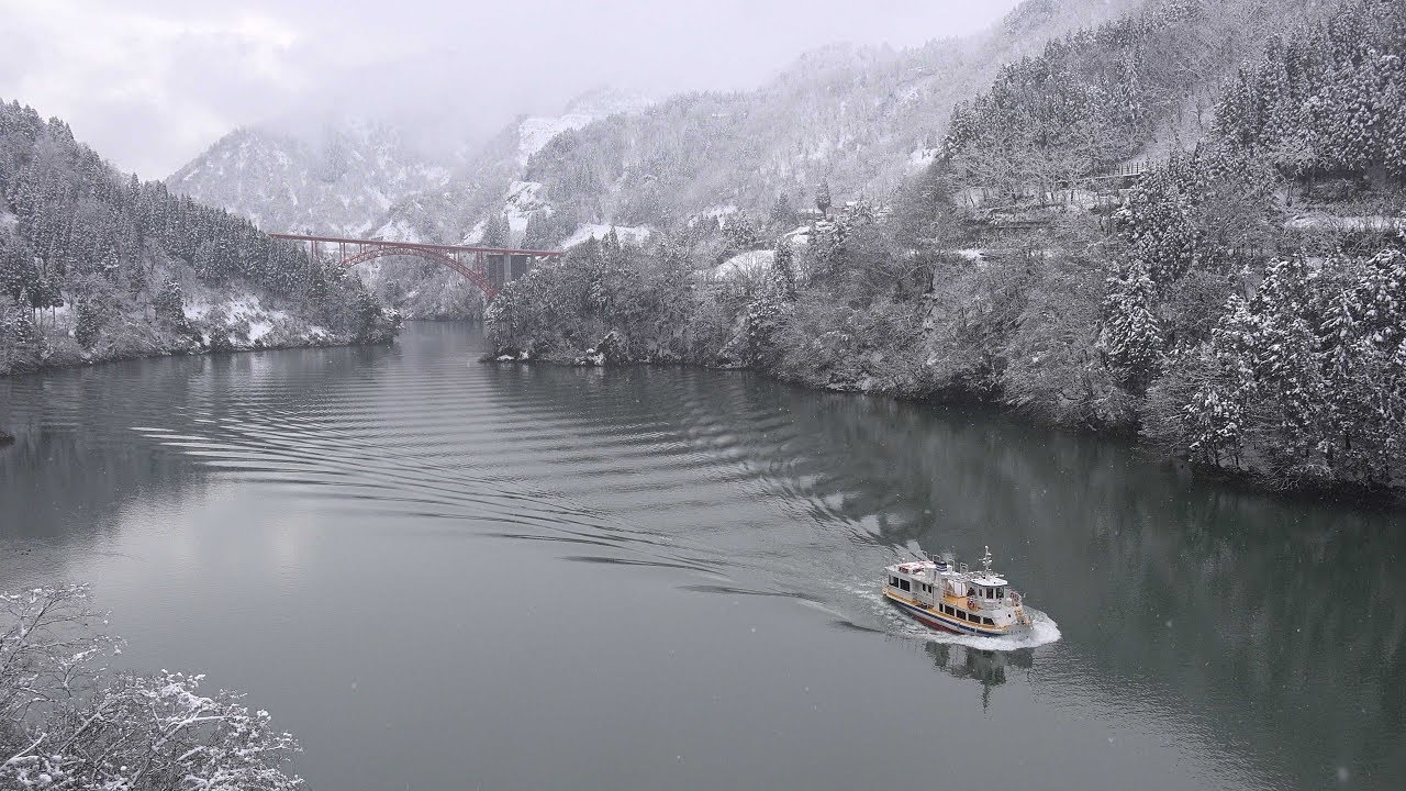 [富山]庄川峡の雪景色[UHD4K顔声曲無] - Winter scene of Shogawa Gorges