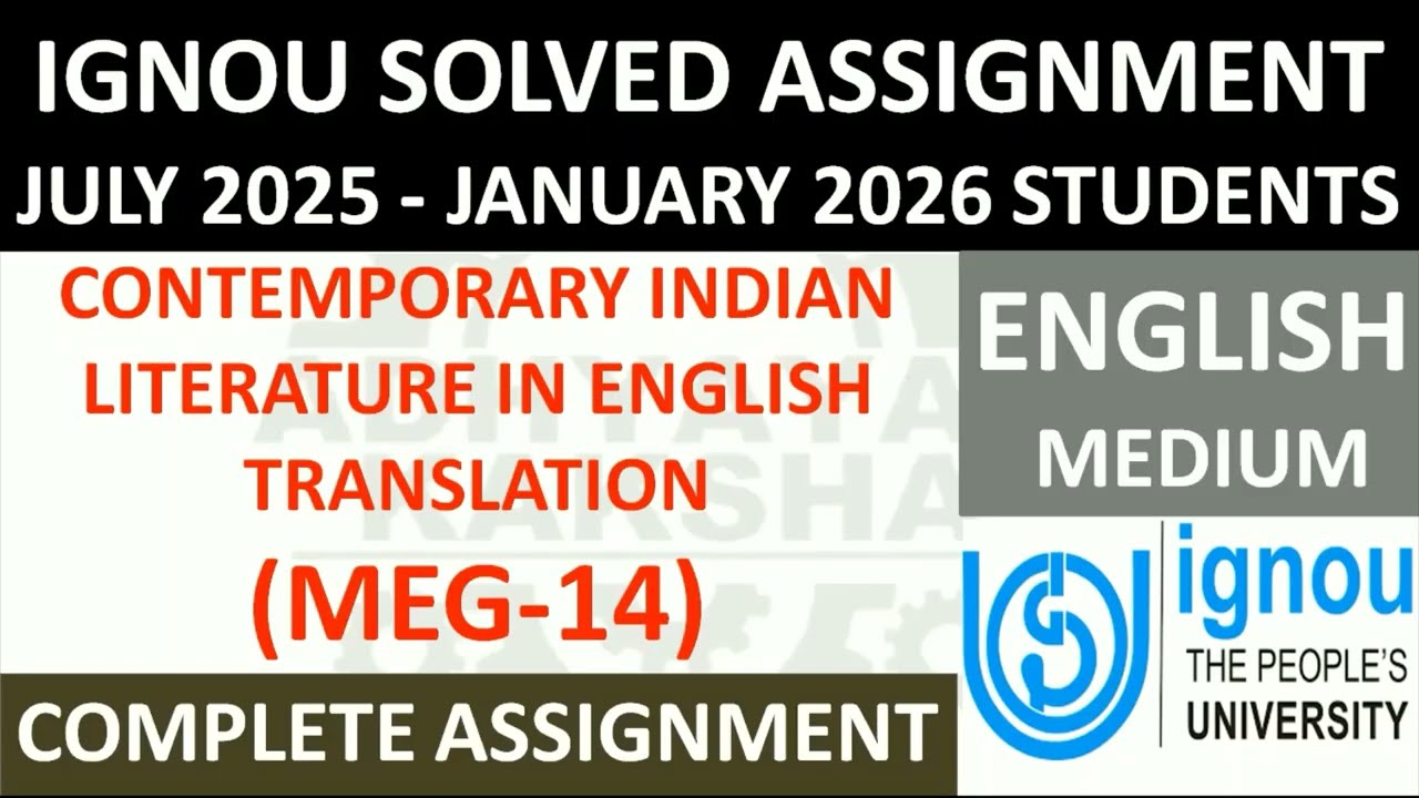 MEG 14 || CONTEMPORARY INDIAN LITERATURE IN ENGLISH TRANSLATION || IGNOU SOLVED ASSIGNMENT 2025-2026