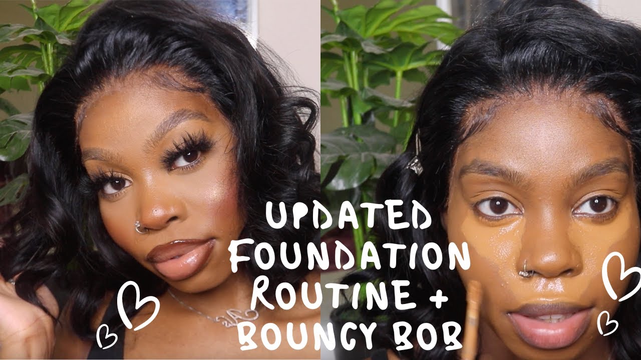 *DETAILED* FOUNDATION ROUTINE FOR BROWN/DARK SKIN + BIG BOUNCY BOB TUTORIAL |BEST LACE FT XRS BEAUTY