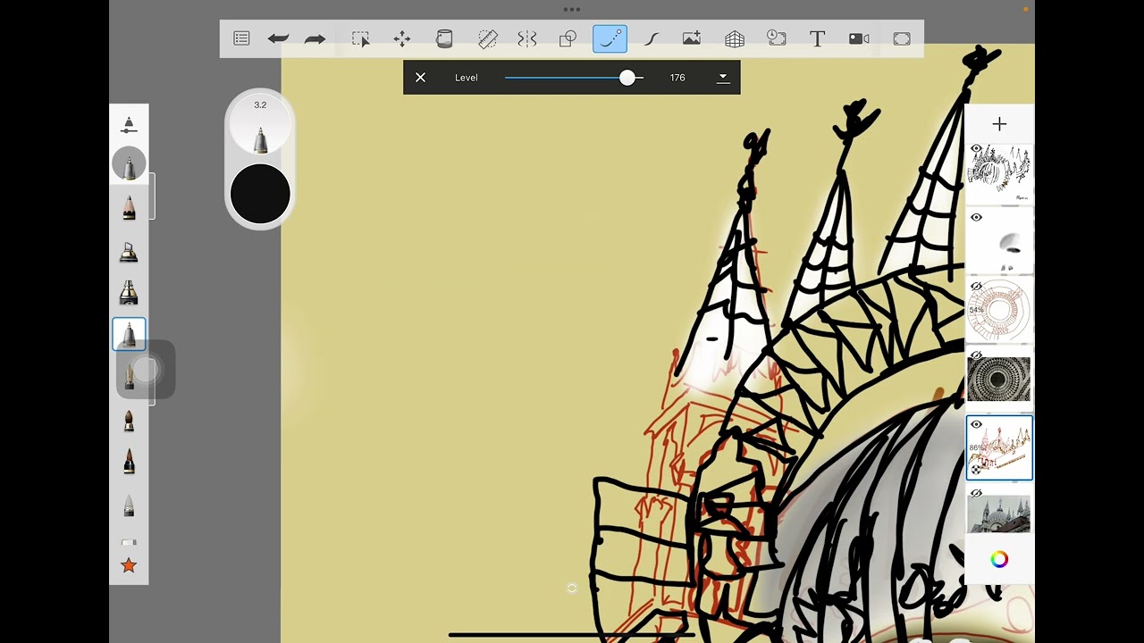 Straight Lines, Curves and Shapes in Sketchbook