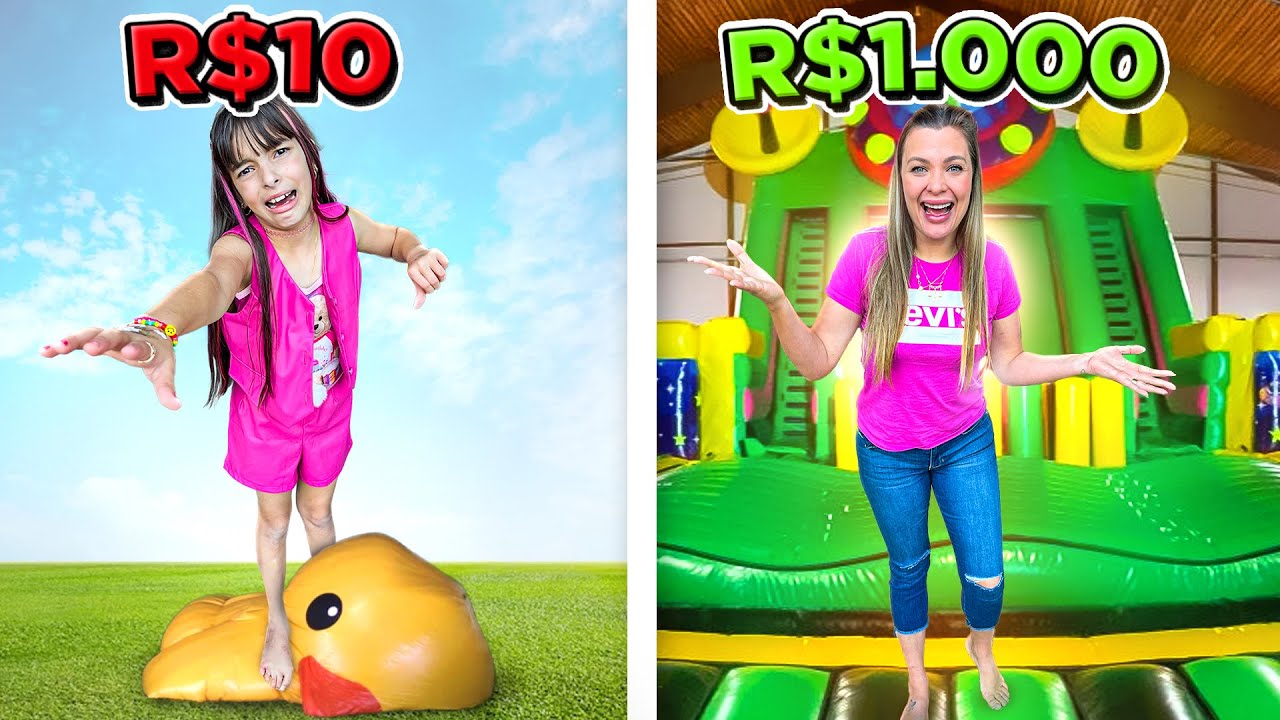 24h no PARQUE de INFLÁVEIS de R$10 e R$1000 REAIS - compilação