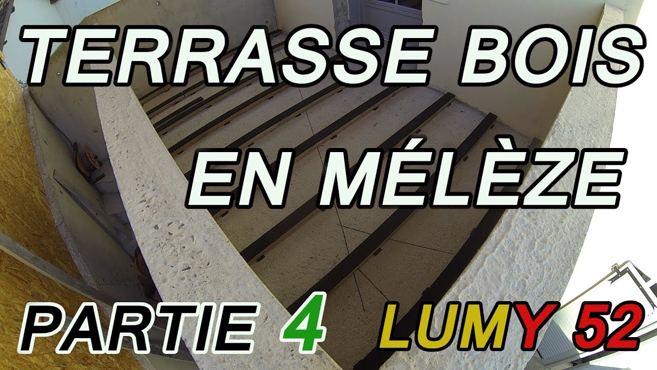 Terrasse bois en mélèze : protection lambourde + calepinage avant pose des lames 4/6 LUMY 52