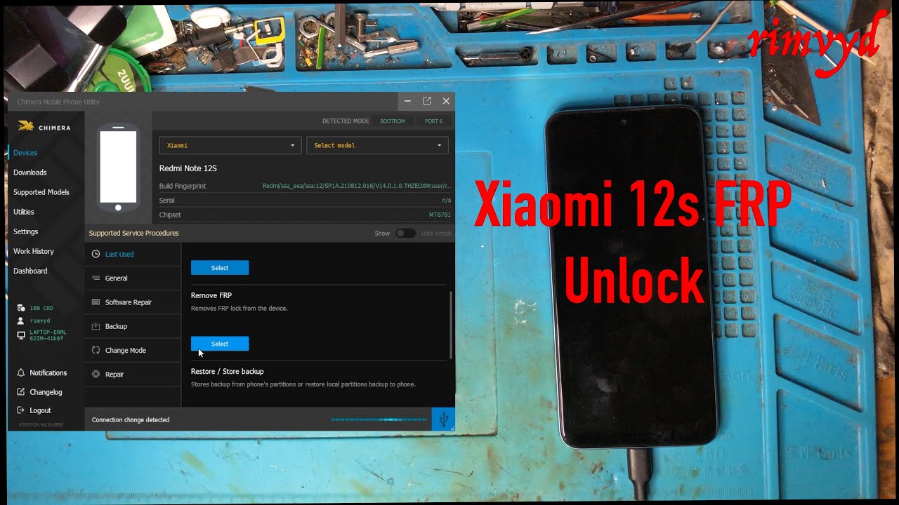 Xiaomi Redmi Note 12S ,FRP unlock