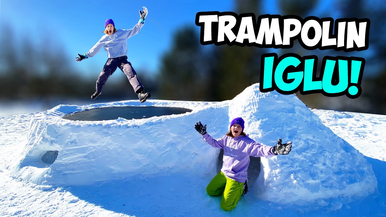 Wir bauen ein RIESEN TRAMPOLIN IGLU! (mit Übernachtung!)