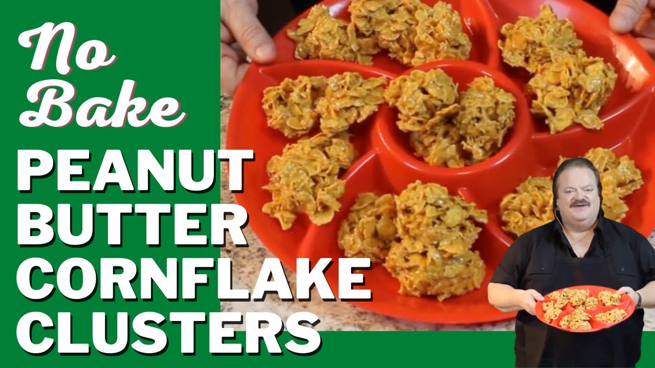 Peanut Butter Cornflake Cookie Clusters | No Bake - 4 Ingredients!