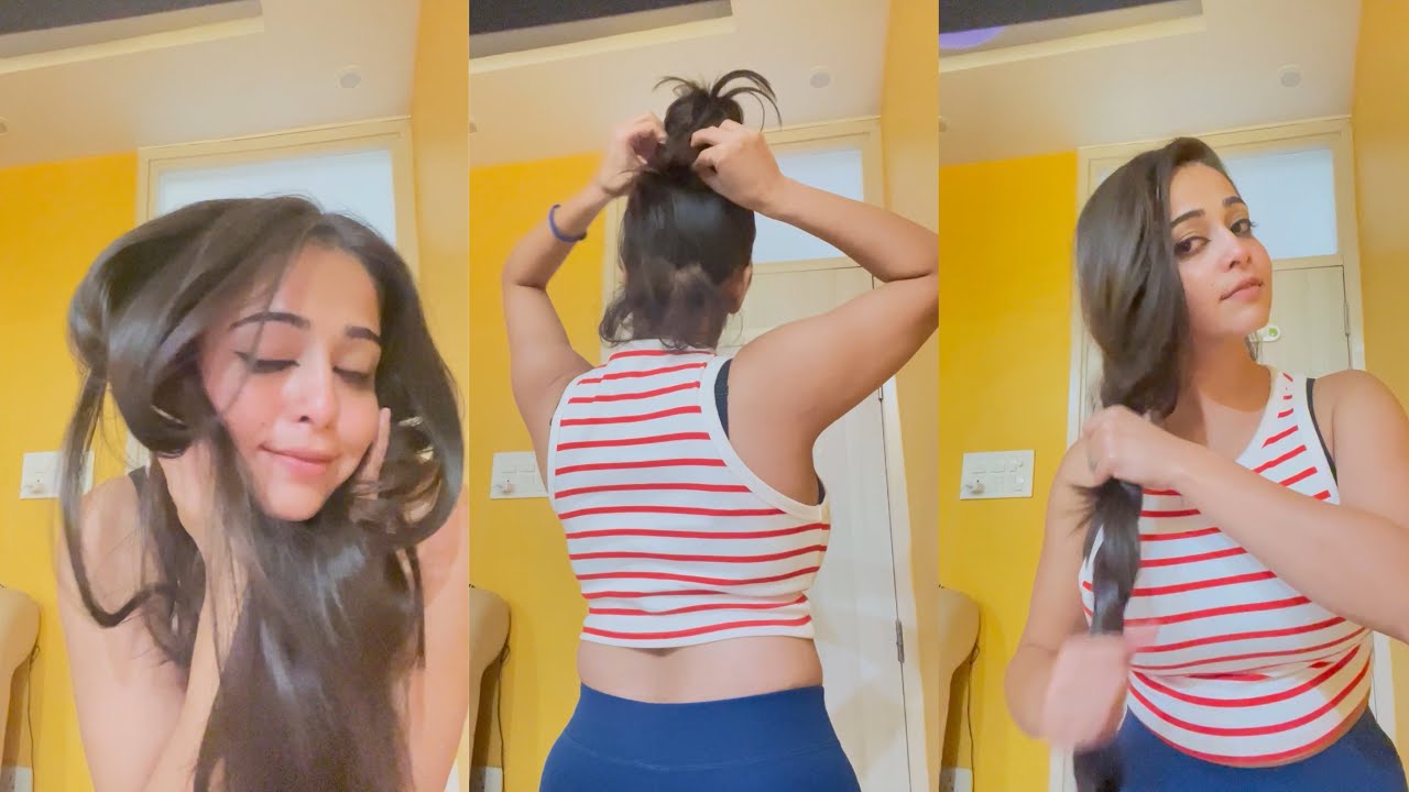 Surbhi Making Long Hair Braid And Bun Drop India Very Beautiful Smooth Silky Hair Videos L&B Hair