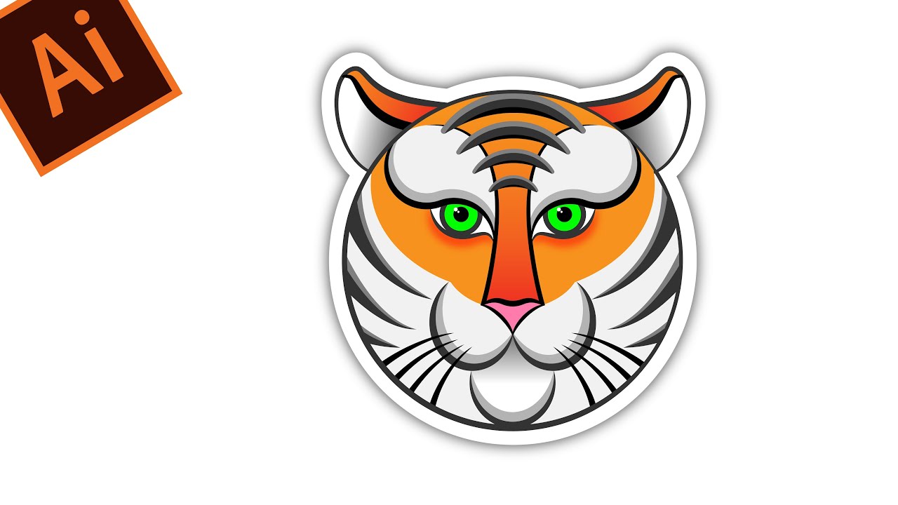 РИСУНОК ТИГРА В ПРОГРАММЕ ADOBE ILLUSTRATOR. УРОК ДЛЯ НАЧИНАЮЩИХ. ГОТОВИМСЯ К НОВОМУ ГОДУ