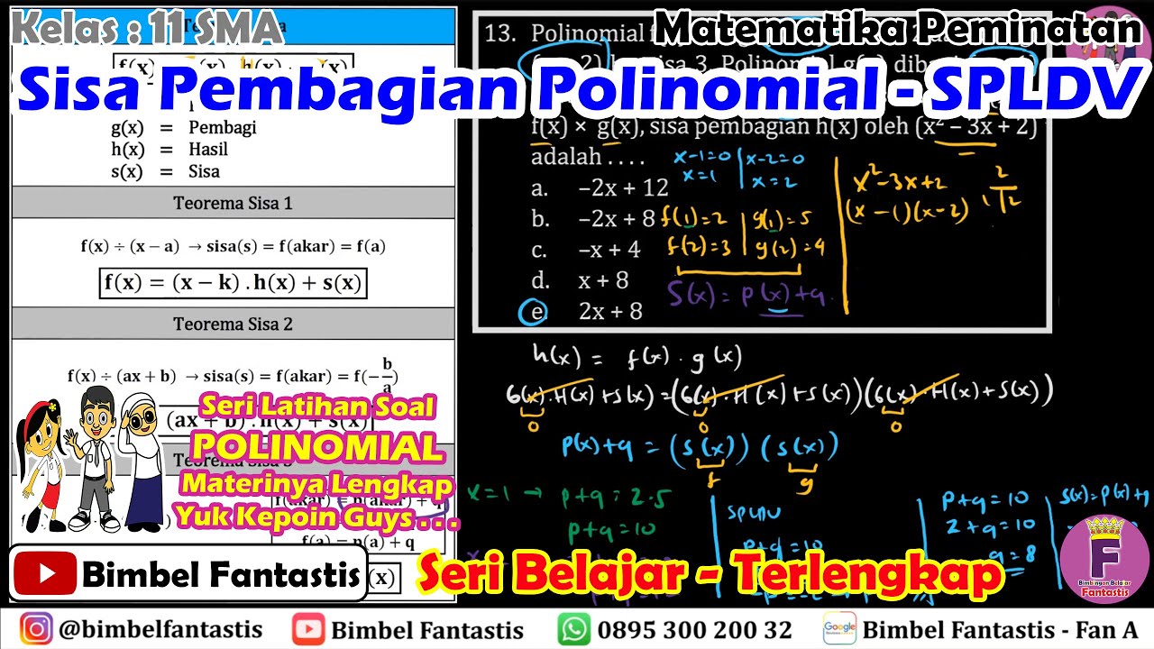Sisa Pembagian Polinomial - SPLDV || Seri Belajar || No 13 || 2022/K11/S2/MP/B1/UK4 | Mtk Peminatan