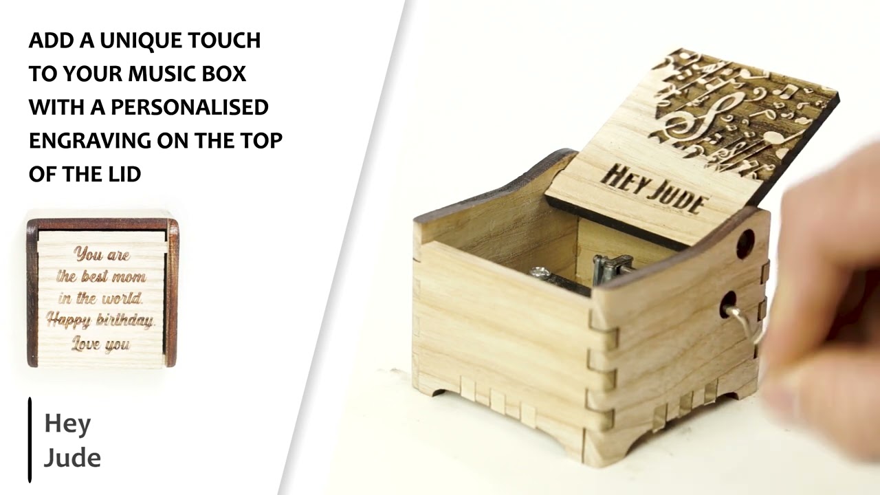 Hey Jude | Hand crank wooden music box with personalized engraving