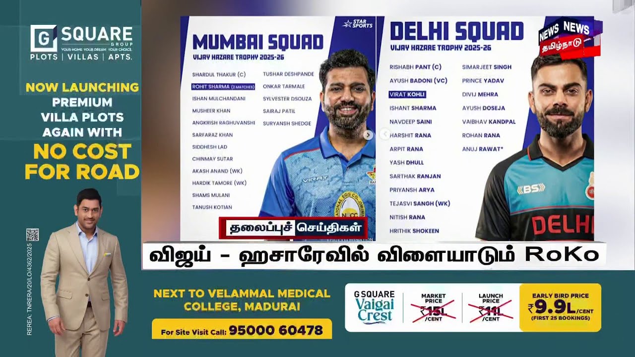 விஜய் ஹசாரே டிரோபியில் விளையாடும் Roko | Vijay Hazare Trophy Cricket Update | Tamil Sports News