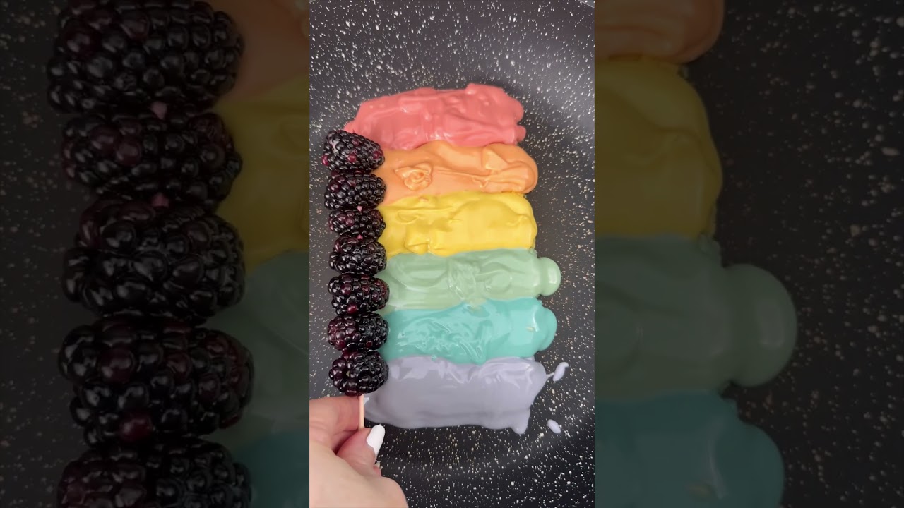 How to make homemade rainbow striped chocolate blackberries 🌈  #foodiebeats #chocolate #rainbow