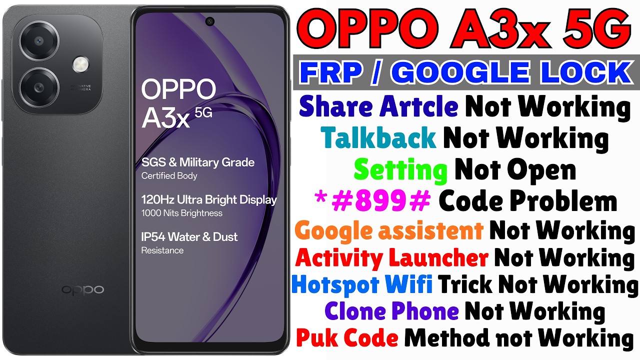 Oppo a3x Frp  Baypass !! Oppo A3x Google Frp Baypass Android 14,15,16 ||Without PC 2026 March Update