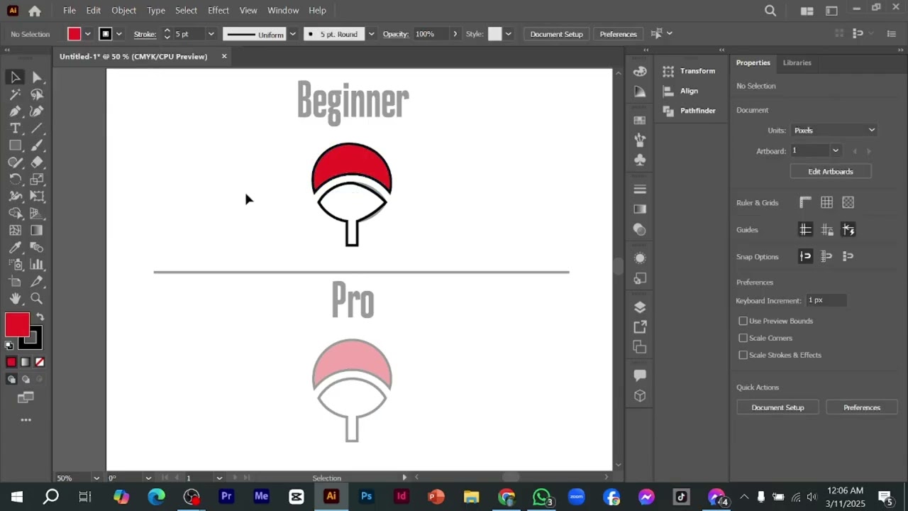 Difference Between Beginner and Pro in Adobe Illustrator.