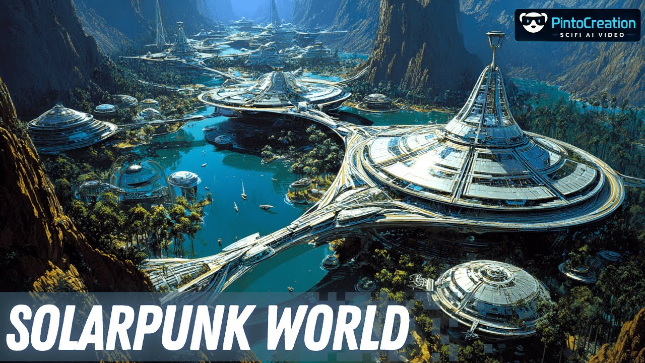 Journey to a SOLARPUNK WORLD:  AI's Sci-Fi Landscape Live Wallpapers #4 (Midjourney & Hailuo)