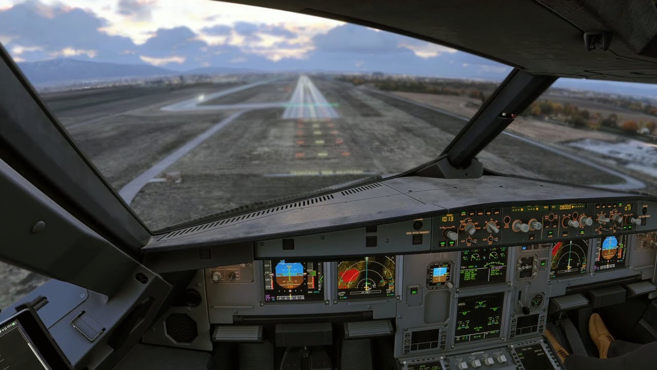 Airbus A320 Pilot View Evening Landing in Sofia | MSFS 2024