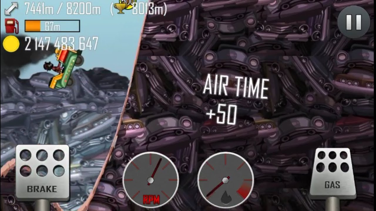 Hill Climb Racing: 8738m on junkyard