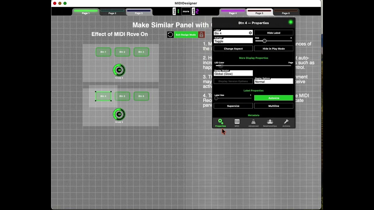 Duplicating Panels in MIDI Designer Pro