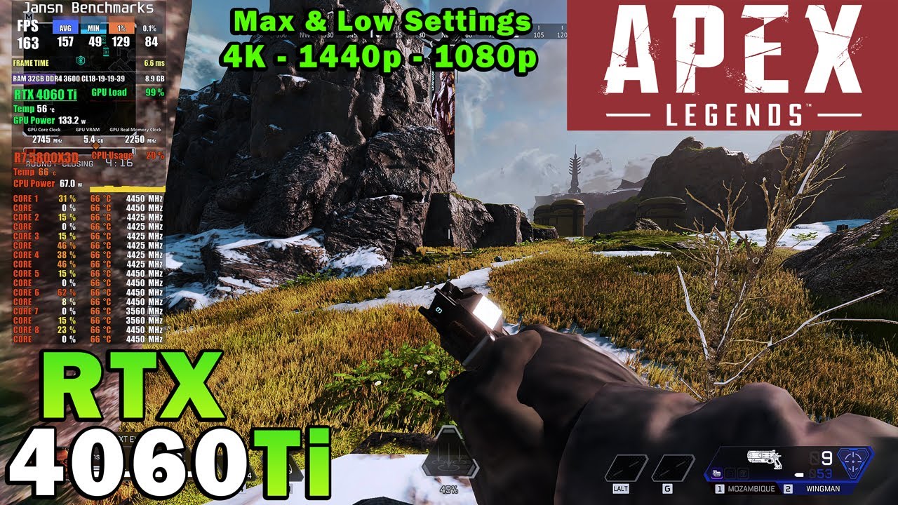 Apex Legends | RTX 4060 Ti | Ryzen 7 5800X3D | 4K - 1440p - 1080p | Max & Low Settings