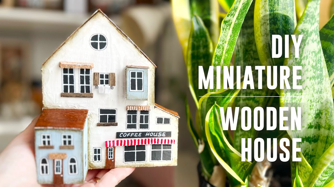 DIY Miniature House (Café + Tiny Library) | Relaxing Wooden Build