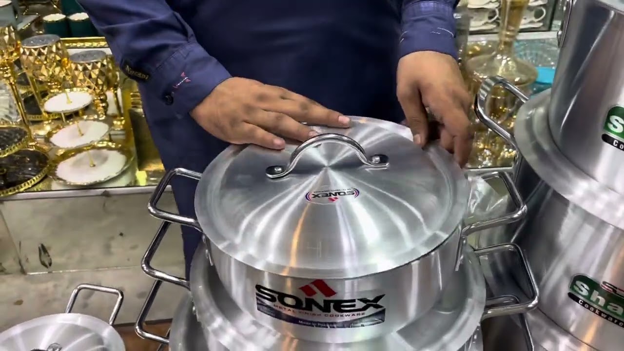 Silver steel pateela set | metal finish set | Jaspal Traders Faisalabad