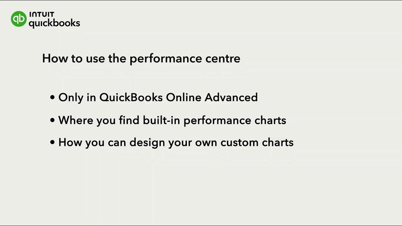 How to use the performance centre in QuickBooks Online Advanced