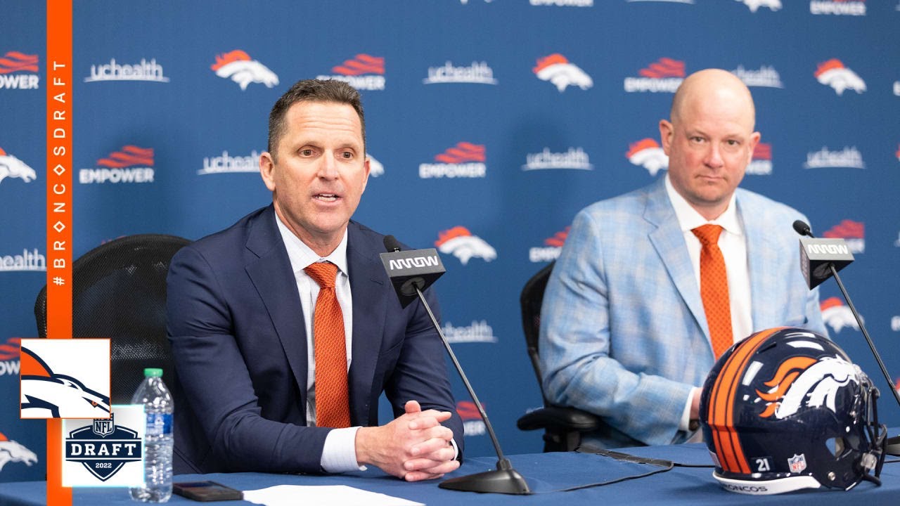 GM George Paton and HC Nathaniel Hackett address media following Day 2 of 2022 NFL Draft