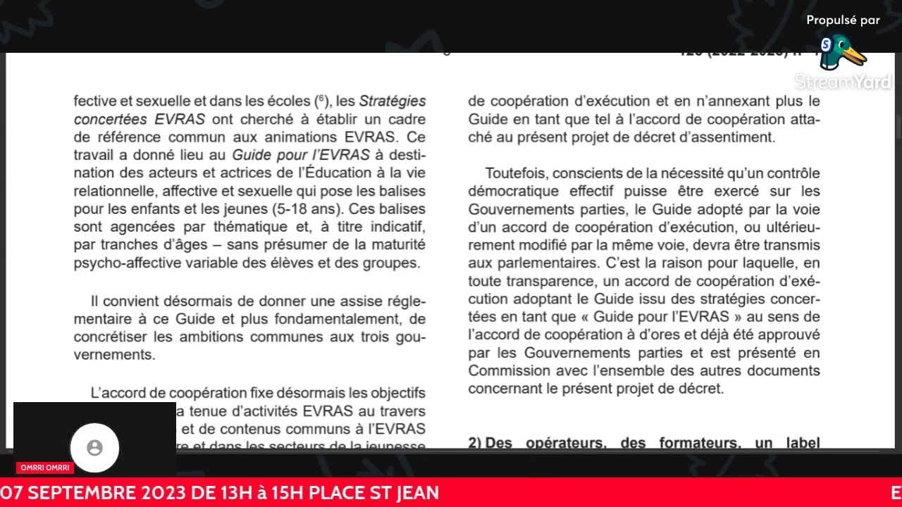BELGIQUE RENTR&Eacute;E 2023:  EVRAS ,THEORIE DU GENRE rendue OBLIGATOIRE  DANS LES ECOLES