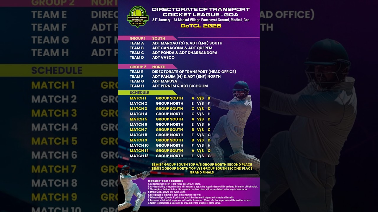 LIVE | DIRECTORATE OF TRANSPORT CRICKET LEAGUE - GOA 2026 | DoTCL | TENNISBALL  CRICKET TOURNAMENT