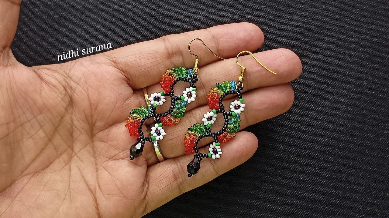⚜️Colourful Seed bead Earrings/Beaded Rainbow Jewelry/Pendientes Aretes Tutorial diy