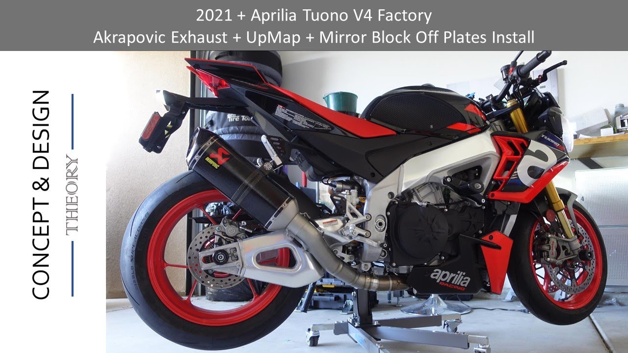 2021 - 2024 Aprilia Tuono V4 Akrapovic Exhaust, UpMap T800, and Mirror Block off Plate Install DIY