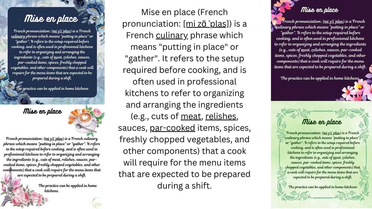 Chef&rsquo;s Kitchen Wall Art &ndash; &ldquo;Mise en Place&rdquo; French-Inspired Canvas for Cooking Enthusiasts