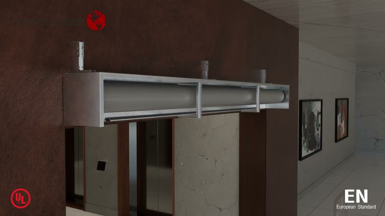 Global Fire Curtains. Lift lobby installation 